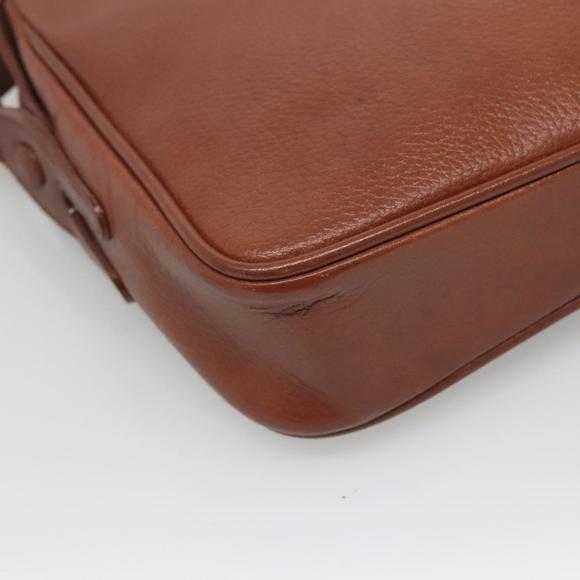 Burberrys Shoulder Bag Leather Brown Gold Auth ep8702